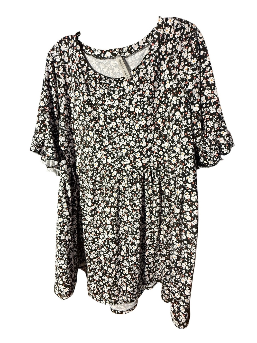 Forgotten Grace Black Floral Babydoll Tunic 2X